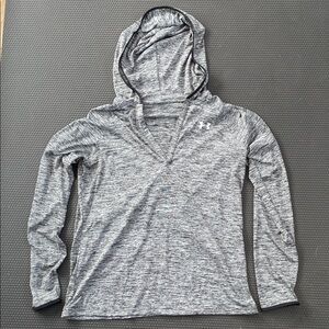 Under Armour Heathered Gray Hooded Athletic Top